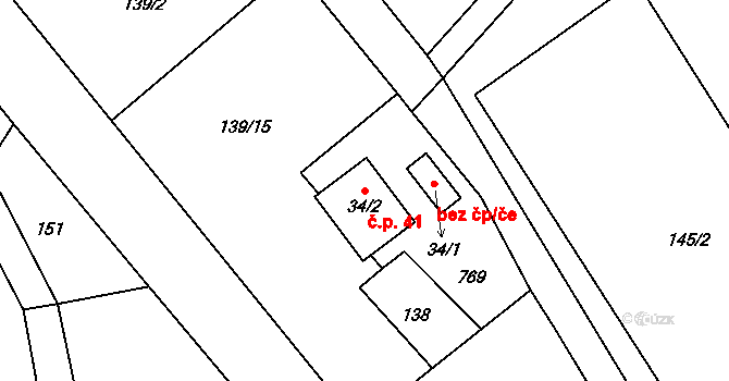 Mlýny 41, Kytlice na parcele st. 34/2 v KÚ Kytlické Mlýny, Katastrální mapa