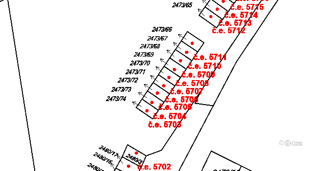 Kadaň 5706 na parcele st. 2473/71 v KÚ Kadaň, Katastrální mapa