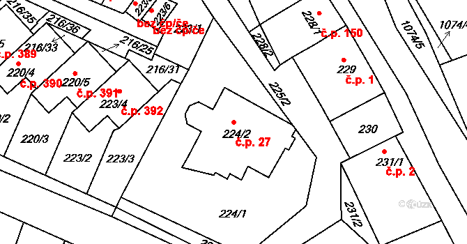 Pokratice 27, Litoměřice na parcele st. 224/2 v KÚ Pokratice, Katastrální mapa