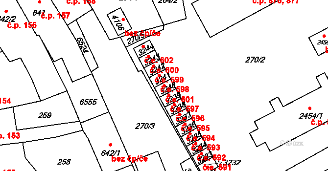 Horní Předměstí 601, Polička na parcele st. 3240 v KÚ Polička, Katastrální mapa