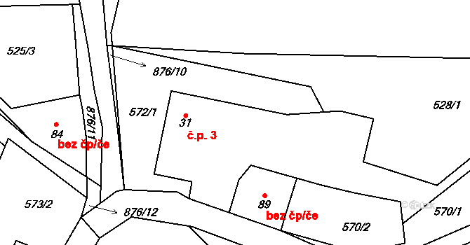 Bonkovice 3, Střezimíř na parcele st. 31 v KÚ Bonkovice, Katastrální mapa