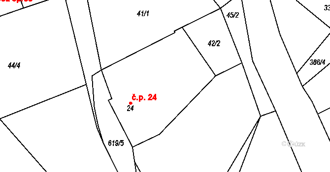 Bilina 24, Veselíčko na parcele st. 24 v KÚ Bilina, Katastrální mapa