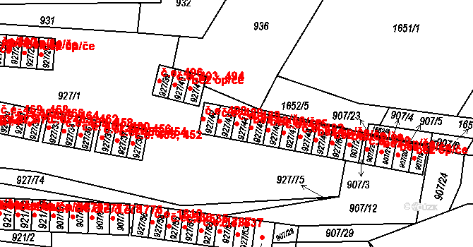 Teplické Předměstí 488, Bílina na parcele st. 927/44 v KÚ Bílina, Katastrální mapa