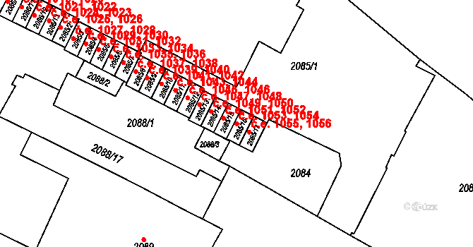 Znojmo 1053,1054 na parcele st. 2085/16 v KÚ Znojmo-město, Katastrální mapa