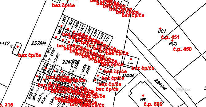 Bor 38299771 na parcele st. 1216 v KÚ Bor u Tachova, Katastrální mapa