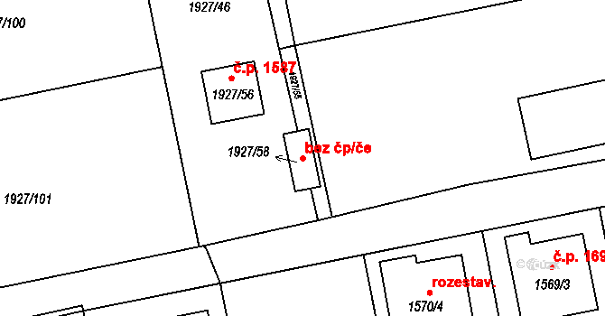 České Budějovice 40057771 na parcele st. 1927/58 v KÚ České Budějovice 2, Katastrální mapa