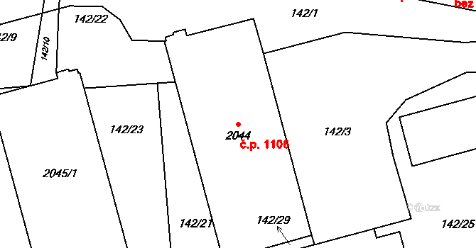 Malenovice 1106, Zlín na parcele st. 2044 v KÚ Malenovice u Zlína, Katastrální mapa