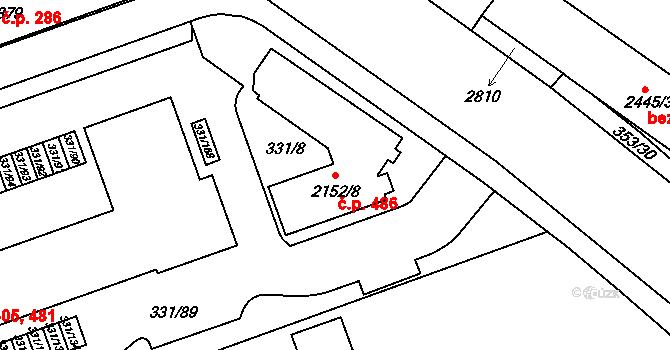 Pražské Předměstí 486, Písek na parcele st. 2152/8 v KÚ Písek, Katastrální mapa