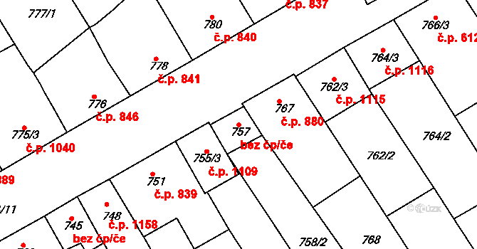 Svatobořice-Mistřín 43440771 na parcele st. 757 v KÚ Mistřín, Katastrální mapa