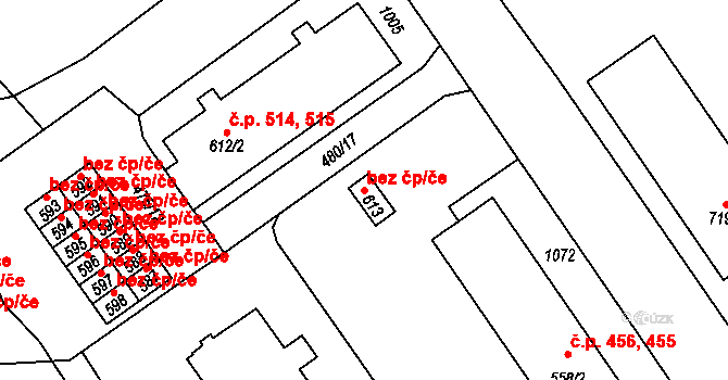 Borohrádek 44244771 na parcele st. 613 v KÚ Borohrádek, Katastrální mapa