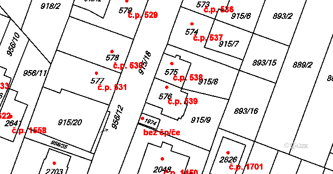Kateřinky 539, Opava na parcele st. 576 v KÚ Kateřinky u Opavy, Katastrální mapa