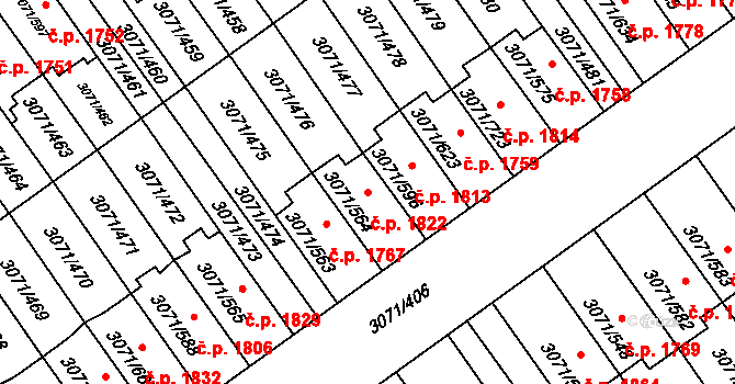 Hlučín 1822 na parcele st. 3071/564 v KÚ Hlučín, Katastrální mapa