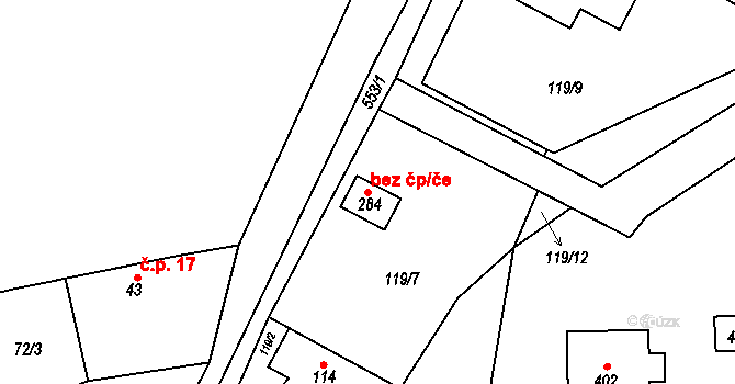 Tmaň 46978771 na parcele st. 284 v KÚ Tmaň, Katastrální mapa