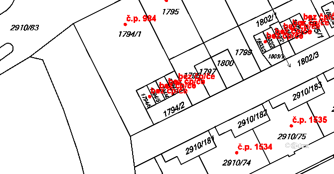 Praha 47985771 na parcele st. 1794/4 v KÚ Nusle, Katastrální mapa