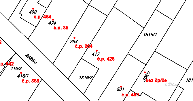 Zlechov 426 na parcele st. 417 v KÚ Zlechov, Katastrální mapa