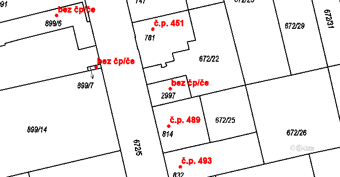 Vodňany 49906771 na parcele st. 2997 v KÚ Vodňany, Katastrální mapa