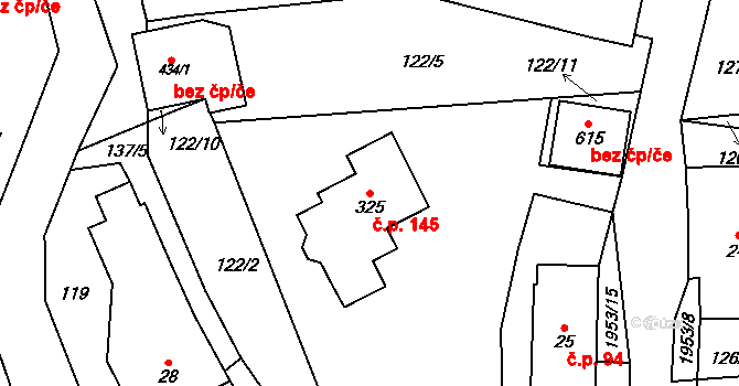 Dolní Libchavy 145, Libchavy na parcele st. 325 v KÚ Dolní Libchavy, Katastrální mapa
