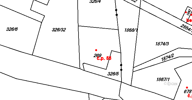 Dolní Kamenice 56, Česká Kamenice na parcele st. 269 v KÚ Dolní Kamenice, Katastrální mapa