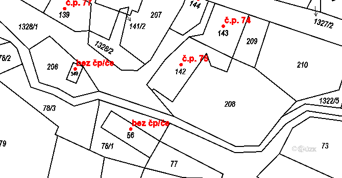 Hrabenov 75, Ruda nad Moravou na parcele st. 142 v KÚ Hrabenov, Katastrální mapa