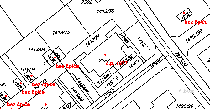 Beroun-Město 1277, Beroun na parcele st. 2222 v KÚ Beroun, Katastrální mapa