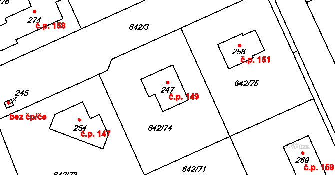 Pulice 149, Dobruška na parcele st. 247 v KÚ Pulice, Katastrální mapa
