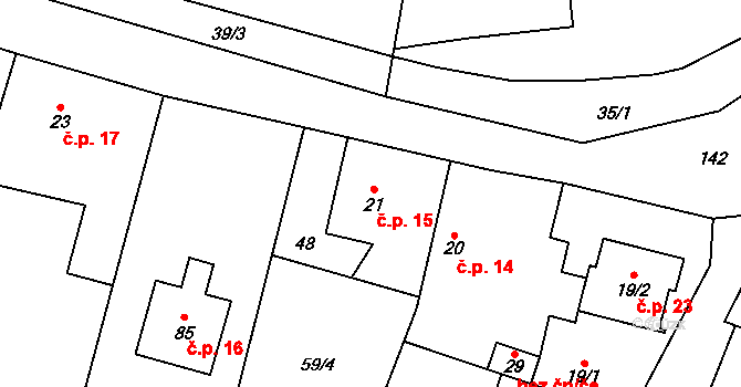 Lichoceves 15 na parcele st. 21 v KÚ Lichoceves, Katastrální mapa