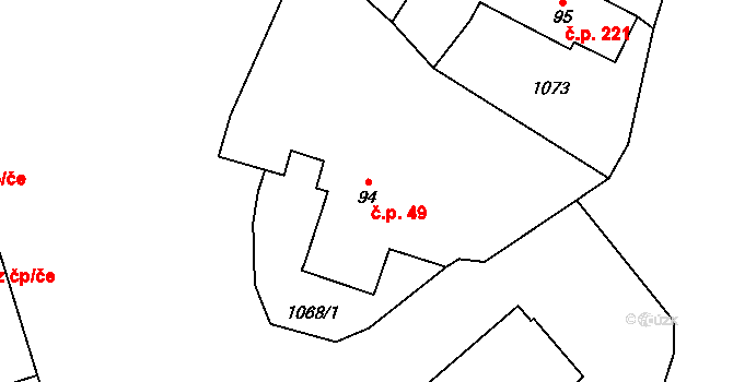 Strašice 49 na parcele st. 94 v KÚ Strašice, Katastrální mapa