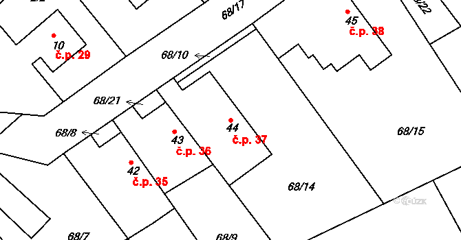 Míčov 37, Míčov-Sušice na parcele st. 44 v KÚ Míčov, Katastrální mapa