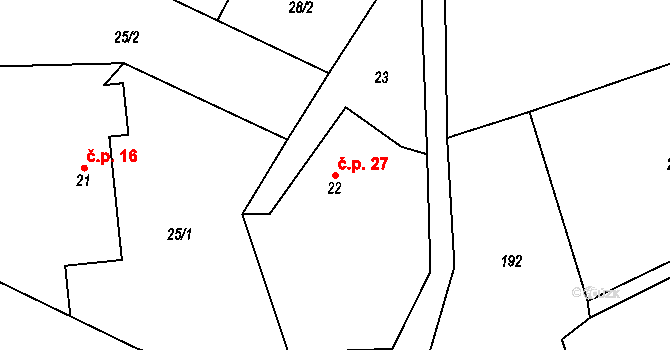 Lhotky 27, Kramolna na parcele st. 22 v KÚ Lhotky, Katastrální mapa
