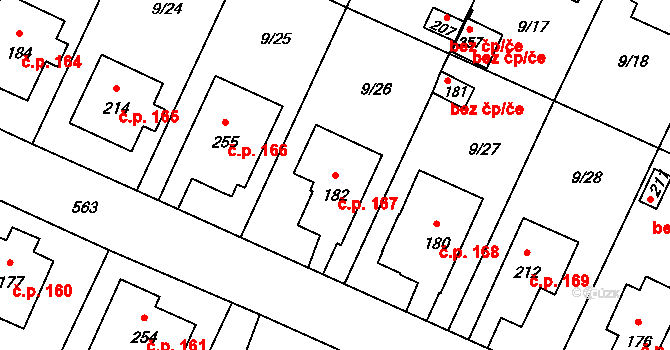 Srch 167 na parcele st. 182 v KÚ Srch, Katastrální mapa