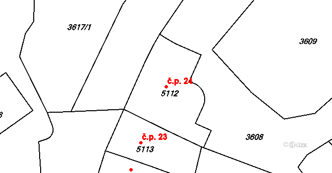 Cihelna 24, Pardubice na parcele st. 5112 v KÚ Pardubice, Katastrální mapa