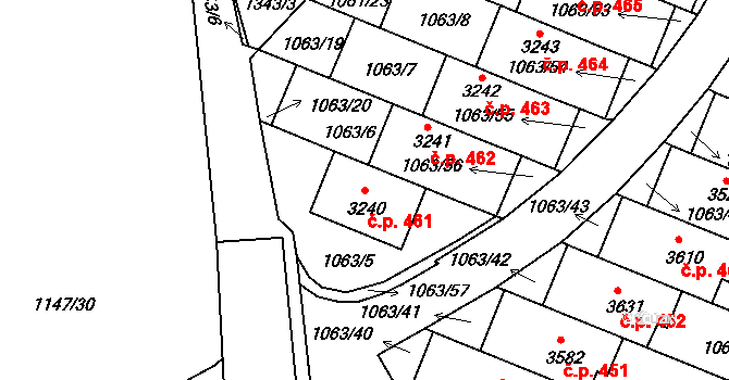 Plešivec 461, Český Krumlov na parcele st. 3240 v KÚ Český Krumlov, Katastrální mapa