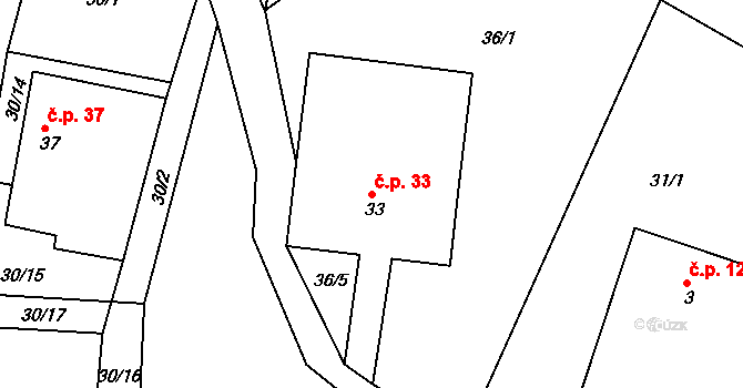 Pelec 33, Častrov na parcele st. 33 v KÚ Pelec, Katastrální mapa