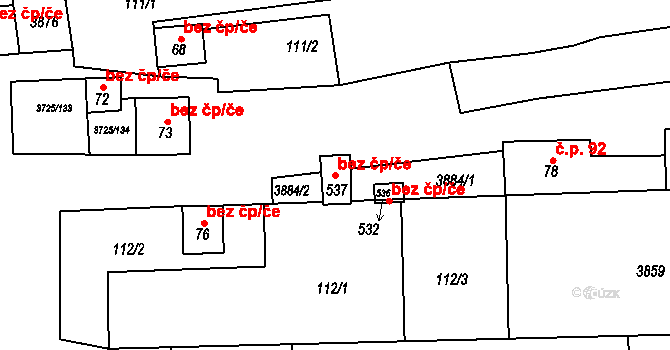 Nikolčice 88219771 na parcele st. 537 v KÚ Nikolčice, Katastrální mapa