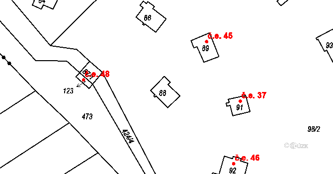 Želevice 20, Koštice, Katastrální mapa