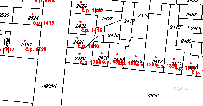 Louny 1368 na parcele st. 2419 v KÚ Louny, Katastrální mapa