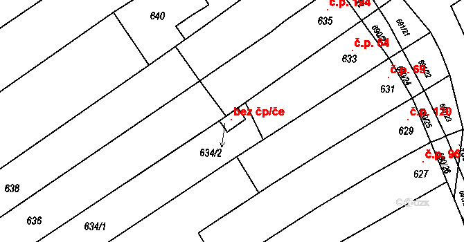 Uherský Brod 96218771 na parcele st. 634/2 v KÚ Těšov, Katastrální mapa