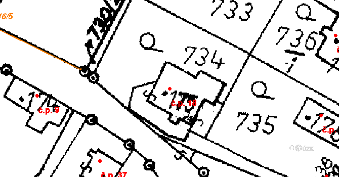 Brná 18, Potštejn na parcele st. 175 v KÚ Potštejn, Katastrální mapa