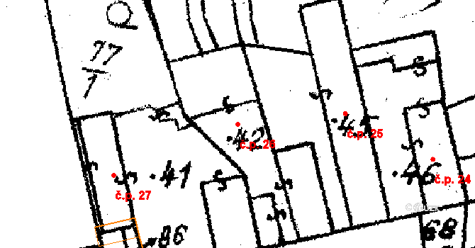 Klášter 26 na parcele st. 42 v KÚ Klášter u Nepomuka, Katastrální mapa