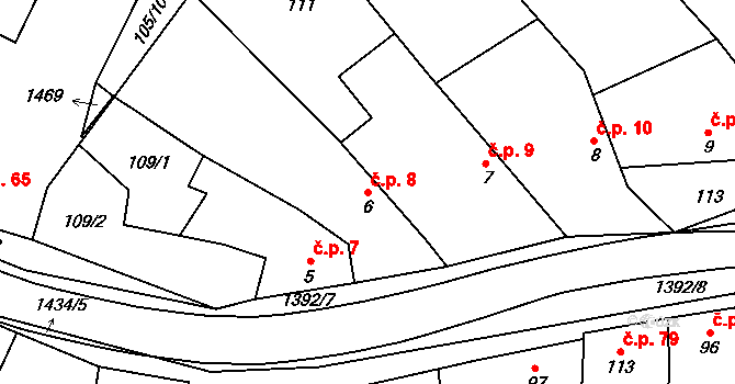 Chvalnov 8, Chvalnov-Lísky na parcele st. 6 v KÚ Chvalnov, Katastrální mapa