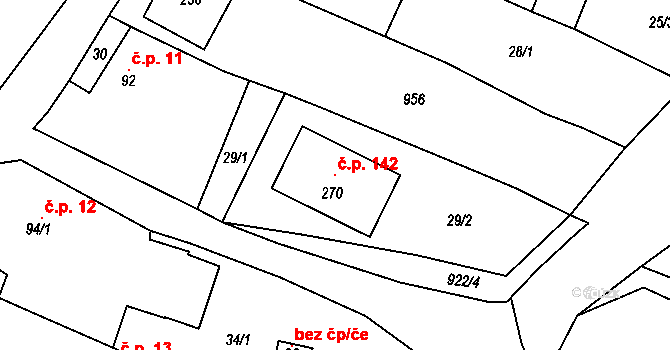 Polichno 142, Luhačovice na parcele st. 270 v KÚ Polichno, Katastrální mapa