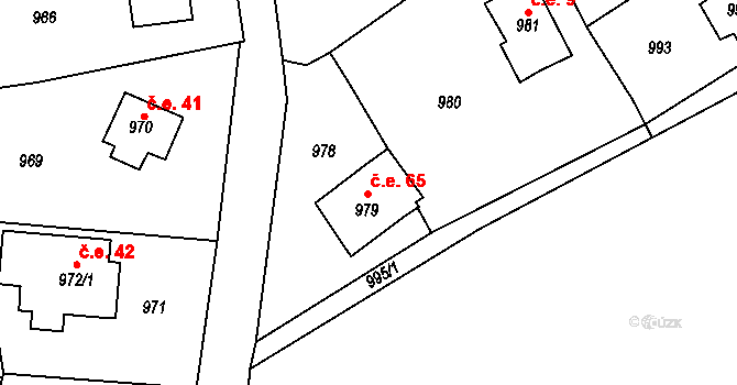 Andělská Hora 65 na parcele st. 979 v KÚ Andělská Hora, Katastrální mapa