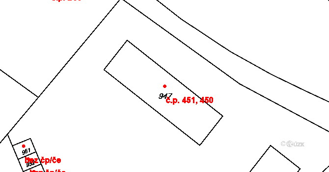 Vrbno pod Pradědem 450,451 na parcele st. 947 v KÚ Vrbno pod Pradědem, Katastrální mapa