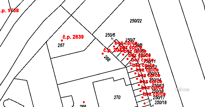 Kladno 2043 na parcele st. 268 v KÚ Kladno, Katastrální mapa
