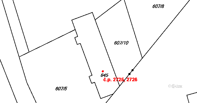 Šumperk 2725,2726 na parcele st. 645 v KÚ Dolní Temenice, Katastrální mapa