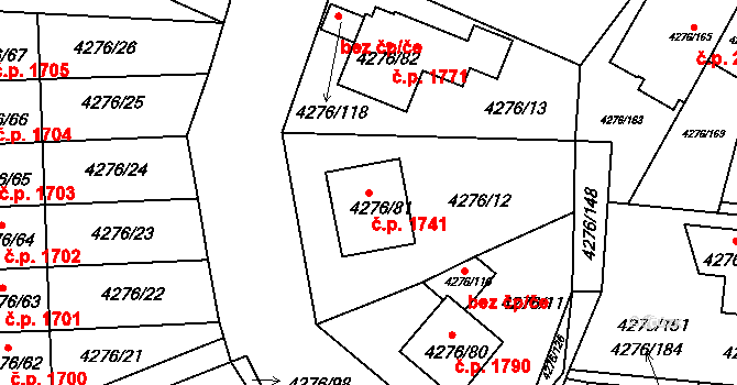 Boskovice 1741 na parcele st. 4276/81 v KÚ Boskovice, Katastrální mapa