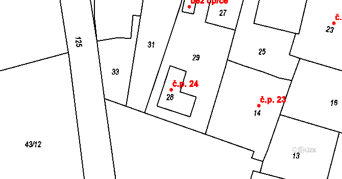 Liboš 24 na parcele st. 28 v KÚ Krnov, Katastrální mapa