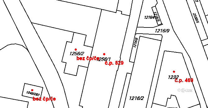 Nový Bohumín 529, Bohumín na parcele st. 1256/1 v KÚ Nový Bohumín, Katastrální mapa