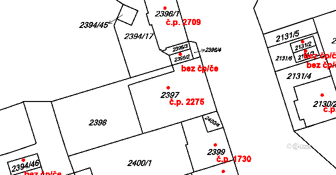 Královo Pole 2275, Brno na parcele st. 2397 v KÚ Královo Pole, Katastrální mapa