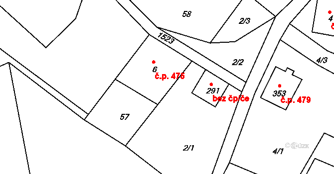 Bobov 475, Malá Skála na parcele st. 6 v KÚ Sněhov, Katastrální mapa
